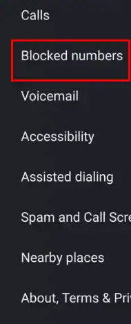 Select Blocked Numbers