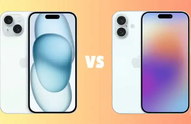 Dual iPhone images showcasing different models with sleek design and Retina displays, emphasizing comparison and modern smartphone technology.