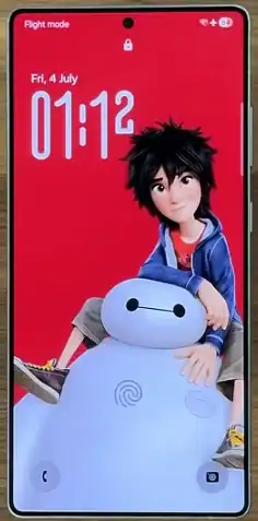 Colorful digital smartphone screen displaying a cartoon character sitting on a robot toy with a red background, showcasing innovative gadgets and playful tech devices from XYUltra.