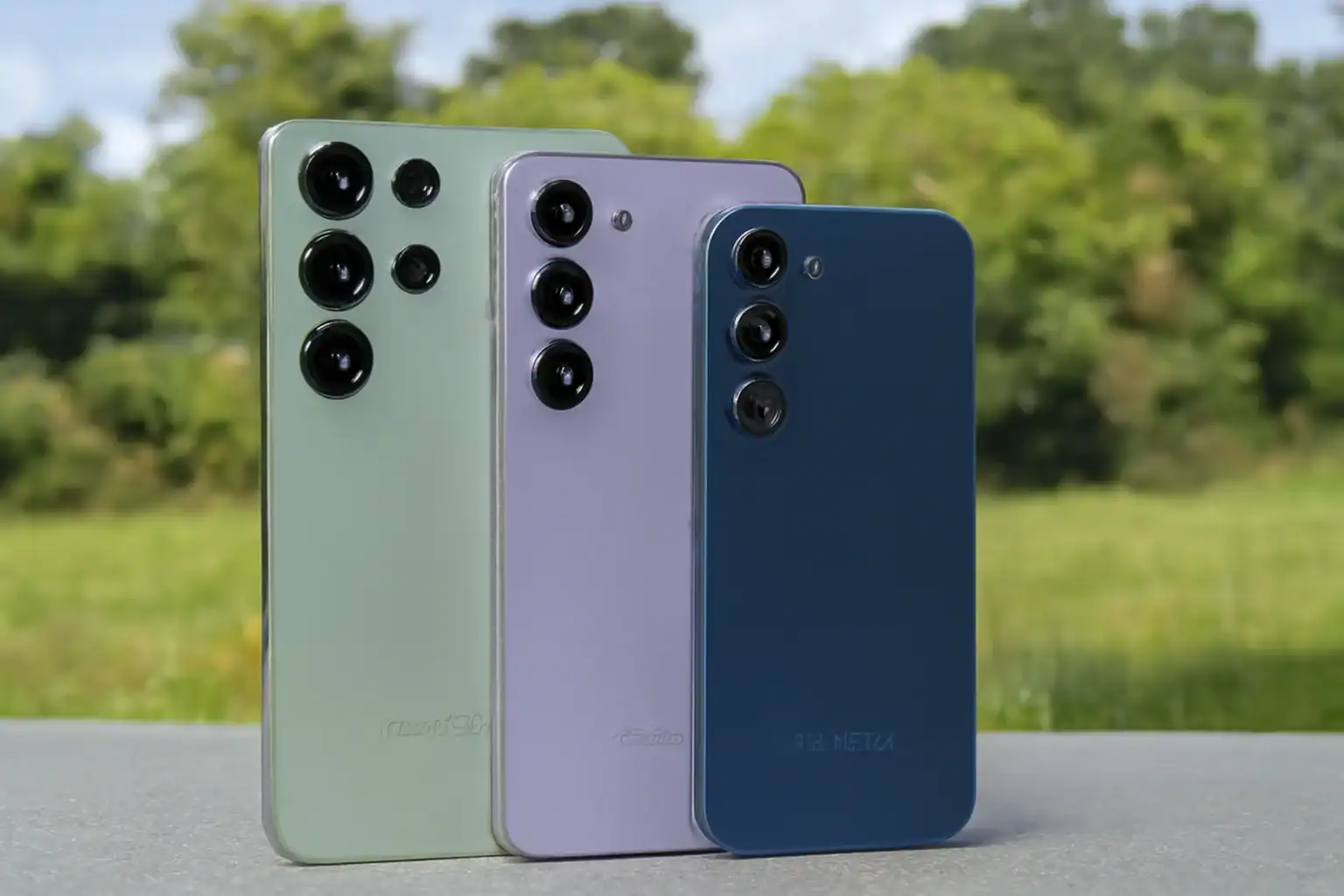 High-quality modern smartphones with multiple camera lenses in pastel and dark color options, showcasing innovative design and advanced photography features.