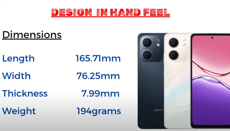 High-quality smartphone with modern design, featuring dimensions of 165.71mm length, 76.25mm width, and 7.99mm thickness, weighing 194 grams. Perfect for performance and portability.