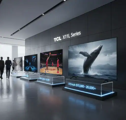 High-definition TCL X11L Series TVs displayed at XYUltra showcase exhibit, featuring vibrant image quality and modern design for premium home entertainment.