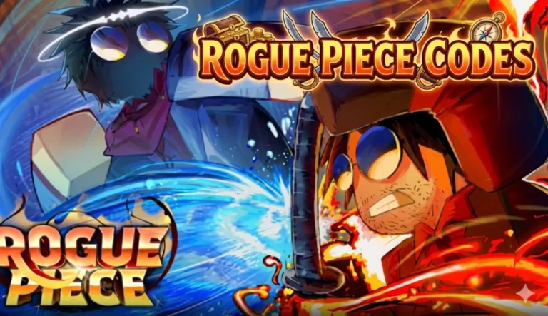 Epic pirate-themed game artwork featuring characters wielding swords and magic, promoting Rogue Piece Codes on XYUltra for players seeking gaming cheat codes and exclusive rewards.
