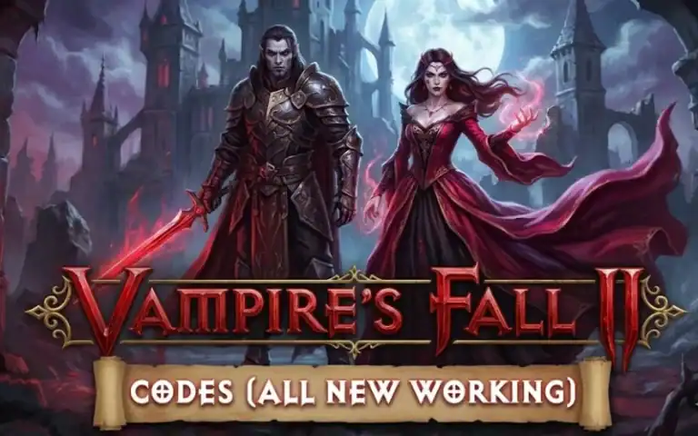 Vampire's Fall II game promotional artwork featuring dark fantasy characters, perfect for RPG gamers and vampire adventure fans seeking immersive gameplay with new codes and updates.