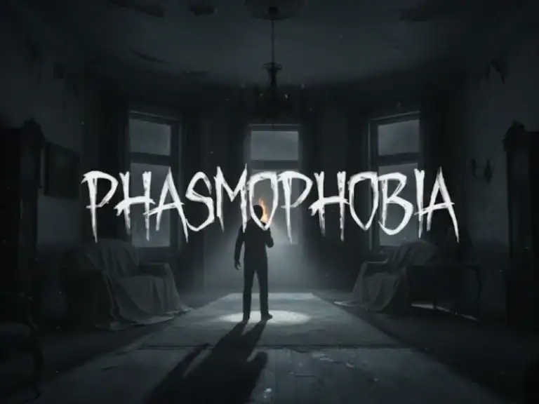 1. Eerie dark bedroom with a mysterious figure holding a candle, creating a spooky atmosphere for horror fans.