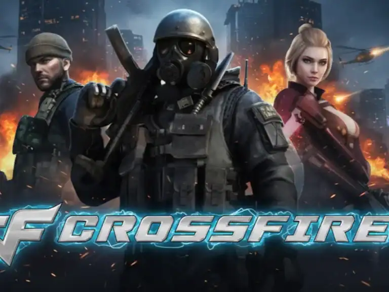High-action military soldiers from the game Crossfire in a city battleground with explosions, showcasing intense combat and tactical warfare gameplay for FPS gaming enthusiasts.