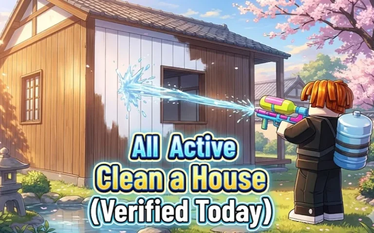 Blast cleaning cartoon illustration of a character spray washing the wooden house exterior for home cleaning service promotion.
