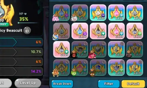 1. High-resolution screenshot of XYUltra game interface showcasing various character icons and levels, emphasizing gaming, adventure, and mobile gameplay features.