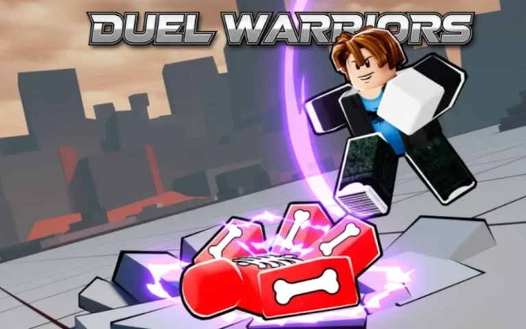 1. Roblox Duel Warriors game featuring an animated character battling bones with lightning effects for exciting gaming action and immersive gameplay.