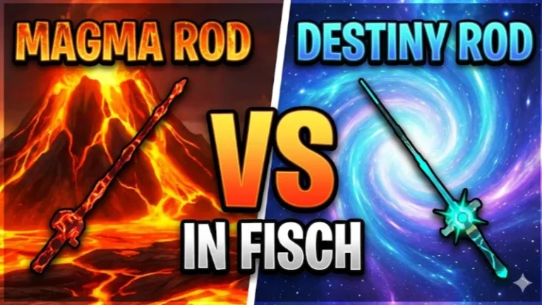 Magma Rod versus Destiny Rod comparison in fish game, highlighting different game mechanics and visual effects for aquatic weapon customization and gameplay strategies.