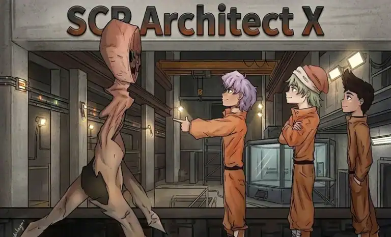 SCP Architect X game scene with characters discussing codes in a warehouse setting, highlighting active and expired codes for gameplay.
